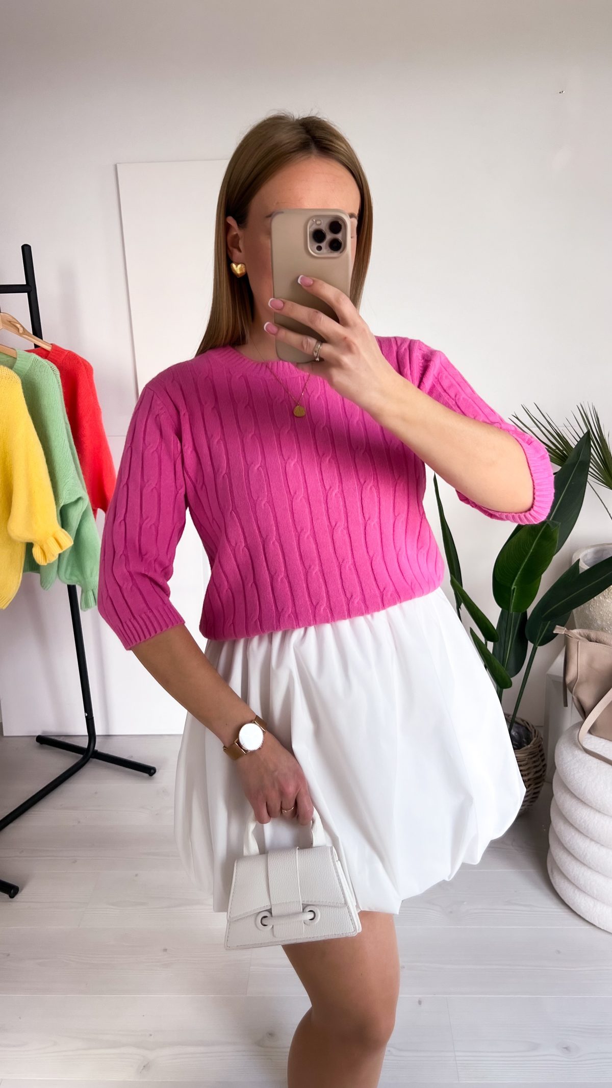 Sweter 🌷 "April Cozy" różowy warkocz - obrazek 4