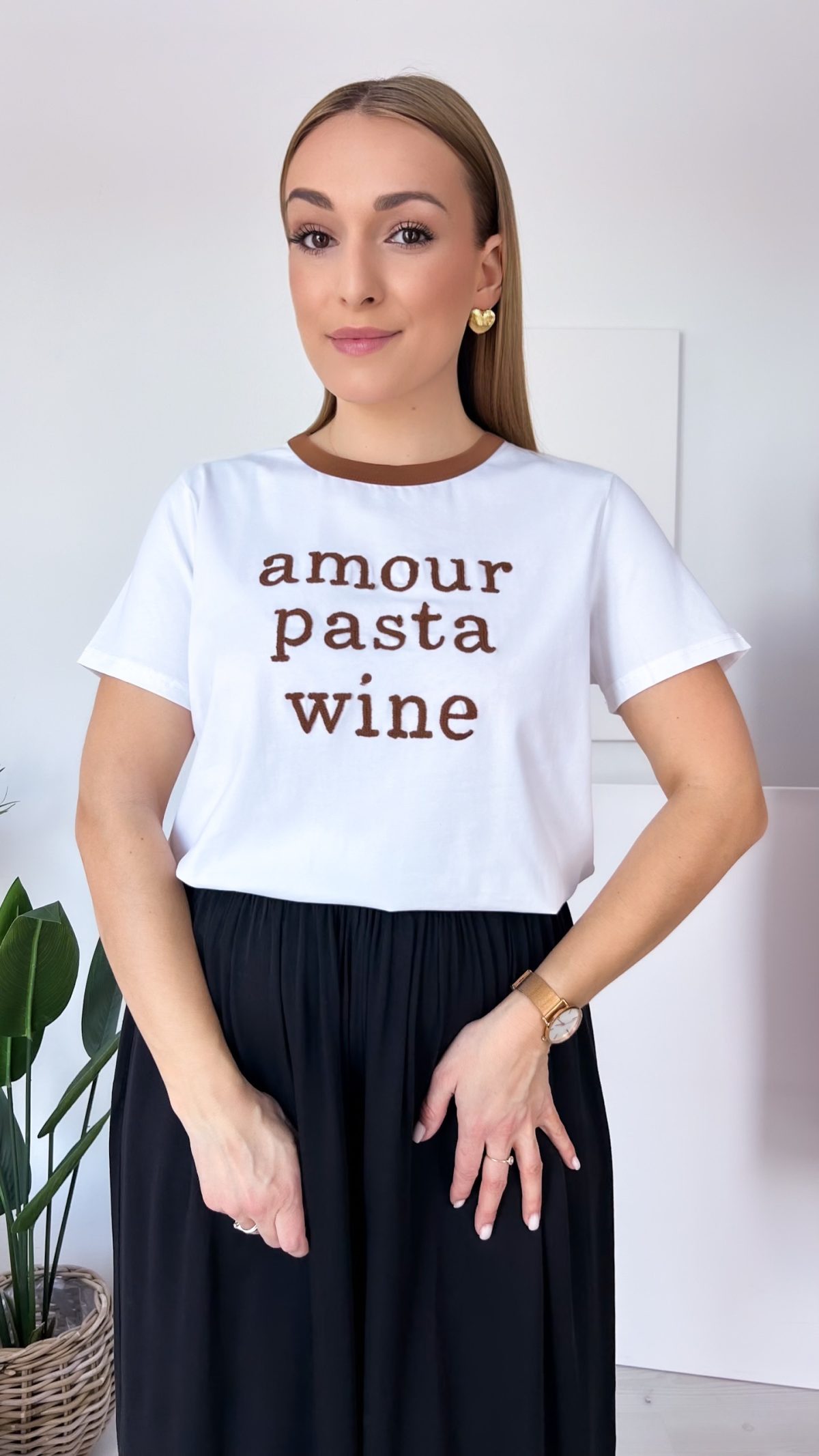 T-shirt AMOUR PASTA VINE brązowy