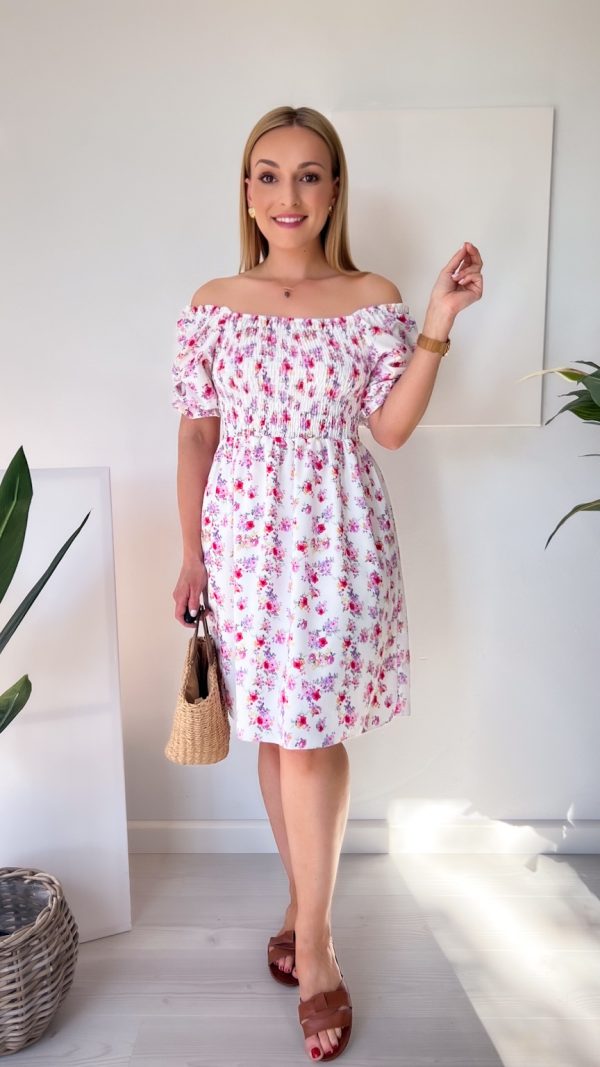 Suknia LUCY mini biała łączka