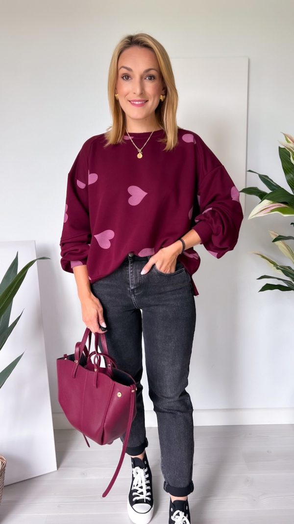 Bluza HEARTS bordo