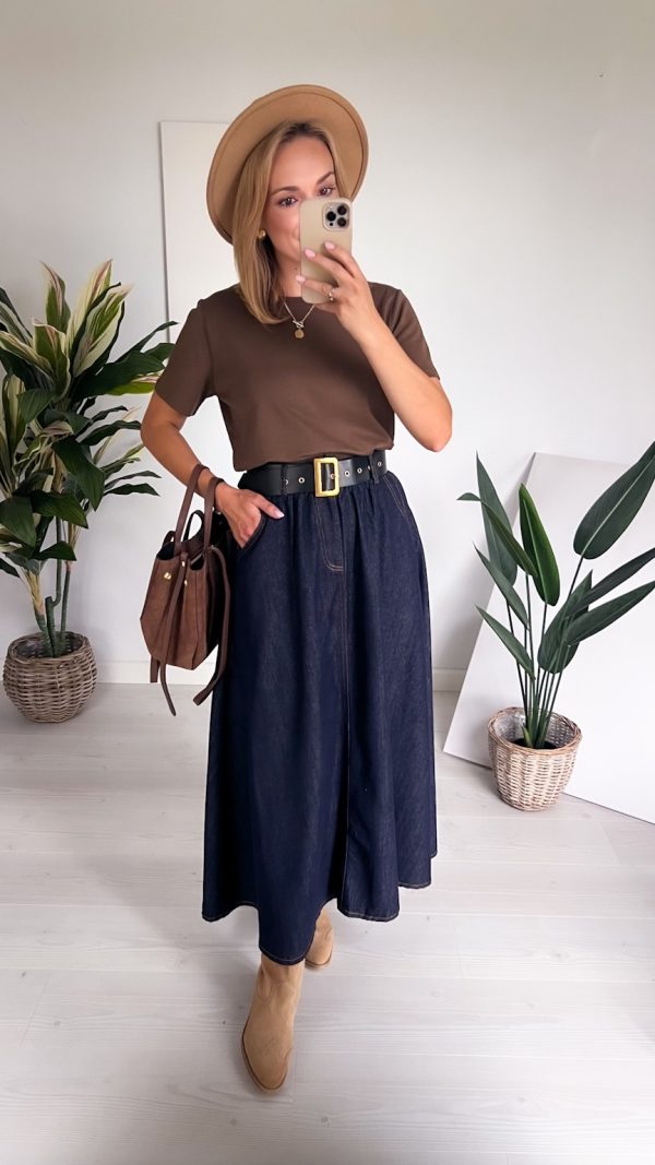 Jeansowa spódnica midi denim ciemny