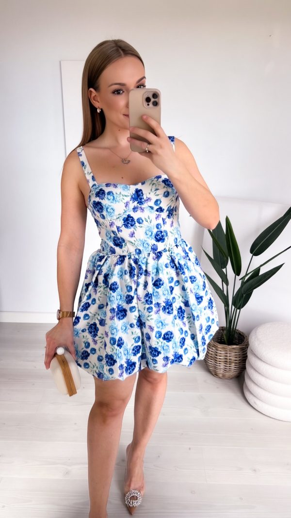 Sukienka Roxane mini niebieskie kwiaty