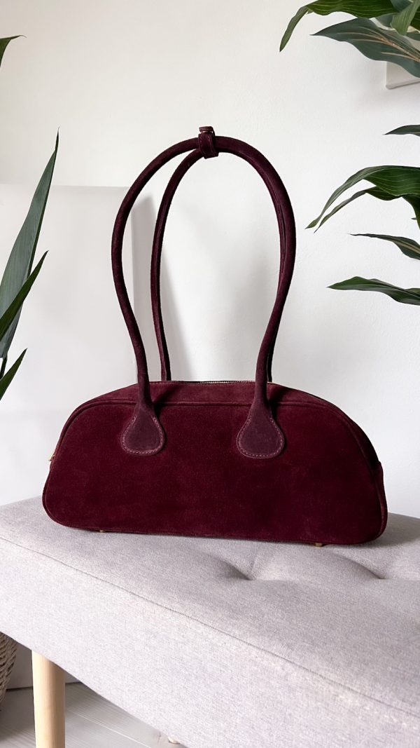 Torebka ze skóry naturalnej zamsz Sorella Suede bordo