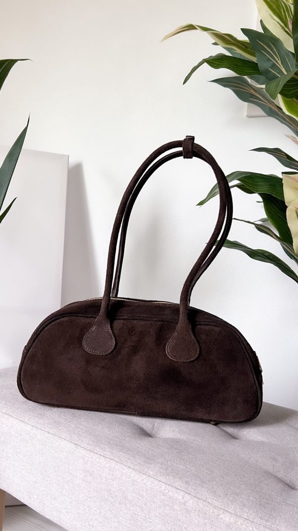 Torebka ze skóry naturalnej zamsz Sorella Suede czekolada