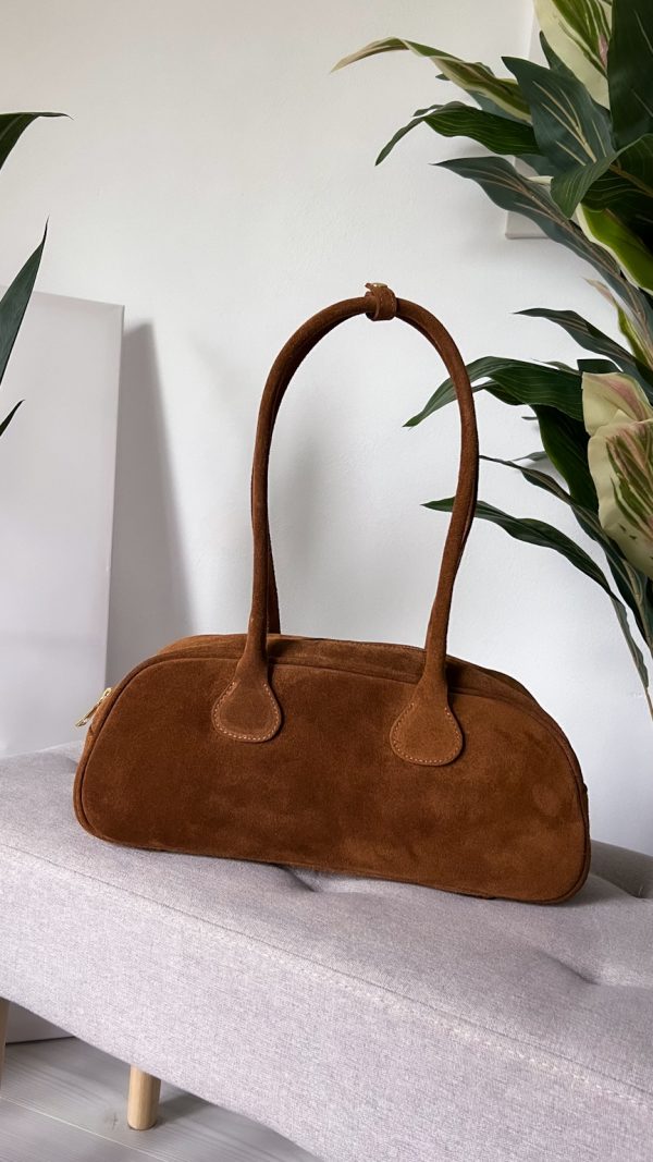 Torebka ze skóry naturalnej zamsz Sorella Suede karmel