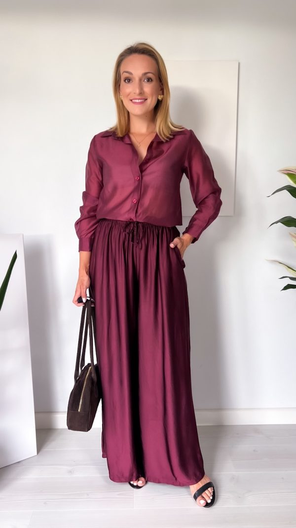 Spodnie jedwab 30% bordo
