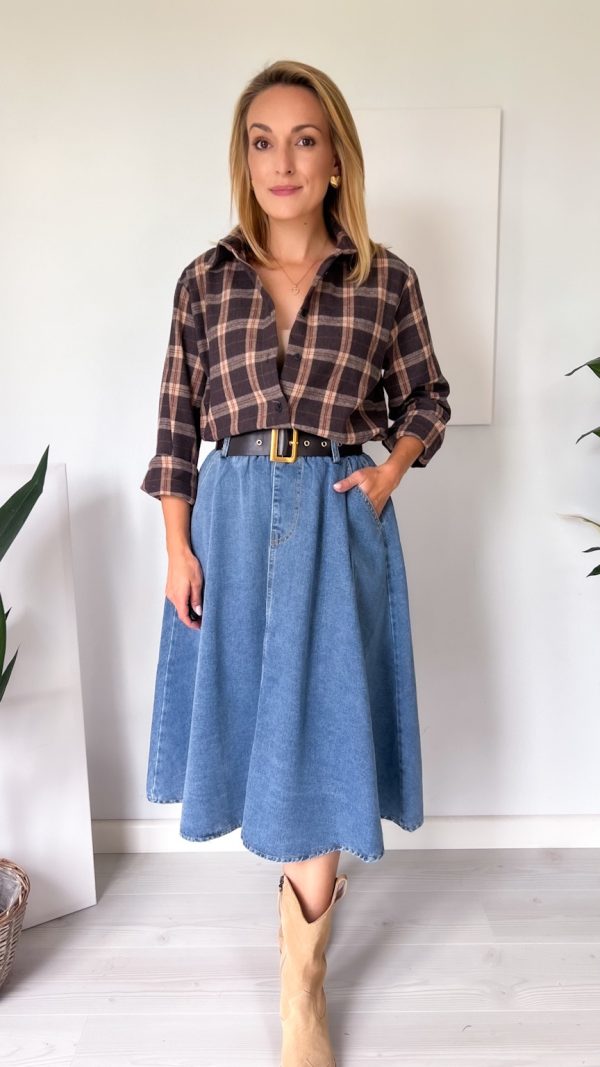 Spódnica CHARME midi denim jeans niebieski