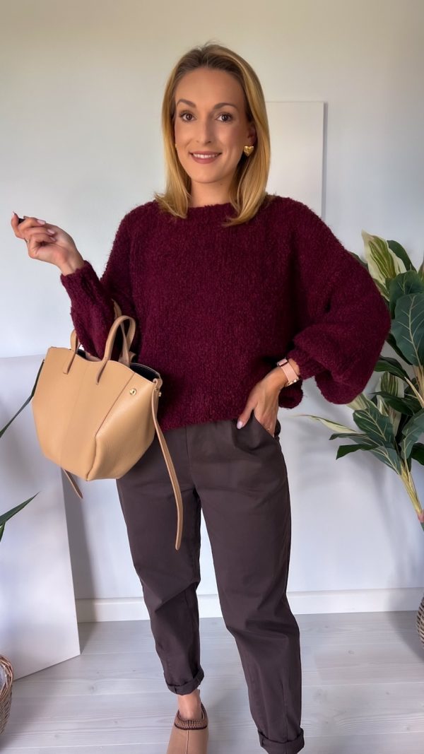 Sweter oversize TEDDY bordo