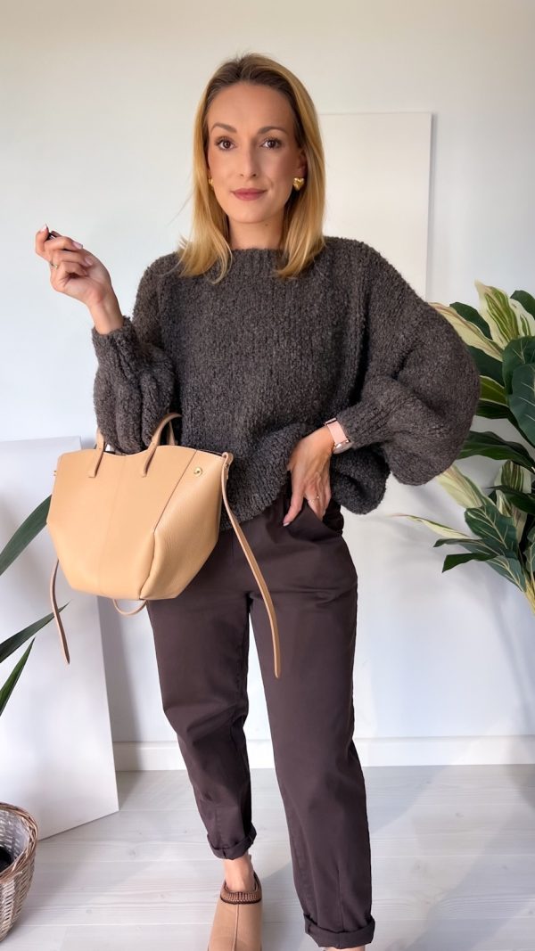 Sweter oversize TEDDY czekolada