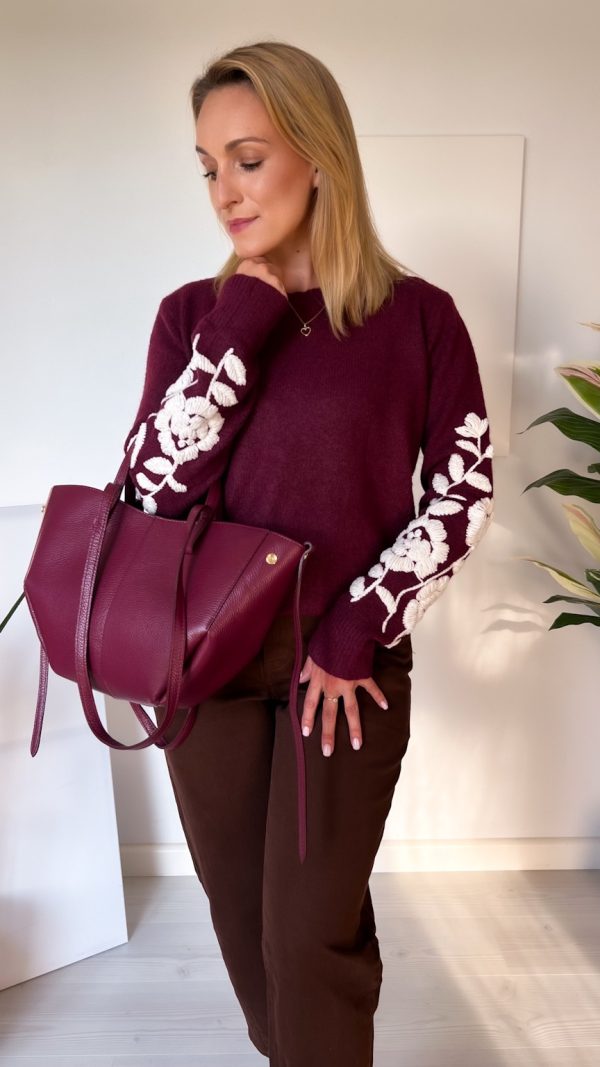 Sweterek FLOWERS bordo