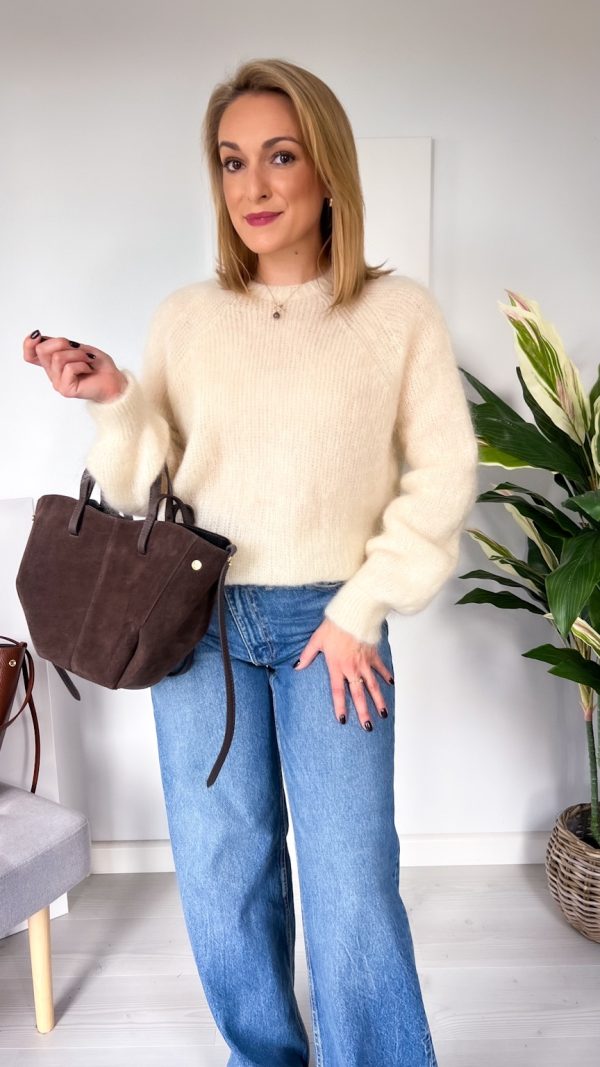 Sweter MARELLA 80% KID MOHER śmietanka