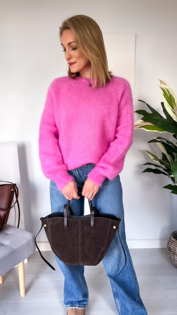 Sweter MARELLA 80% KID MOHER różowy