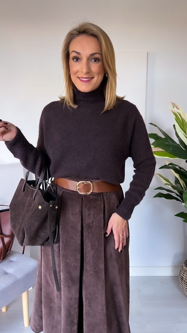 Sweterek półgolf JOY baby alpaka długi rękaw czekolada