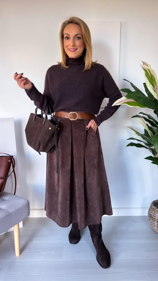 Spódnica sztruksowa czekoladowa