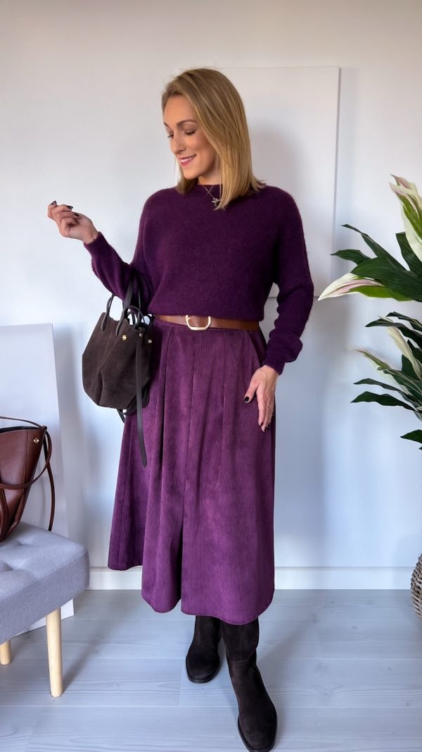 Spódnica sztruksowa śliwka