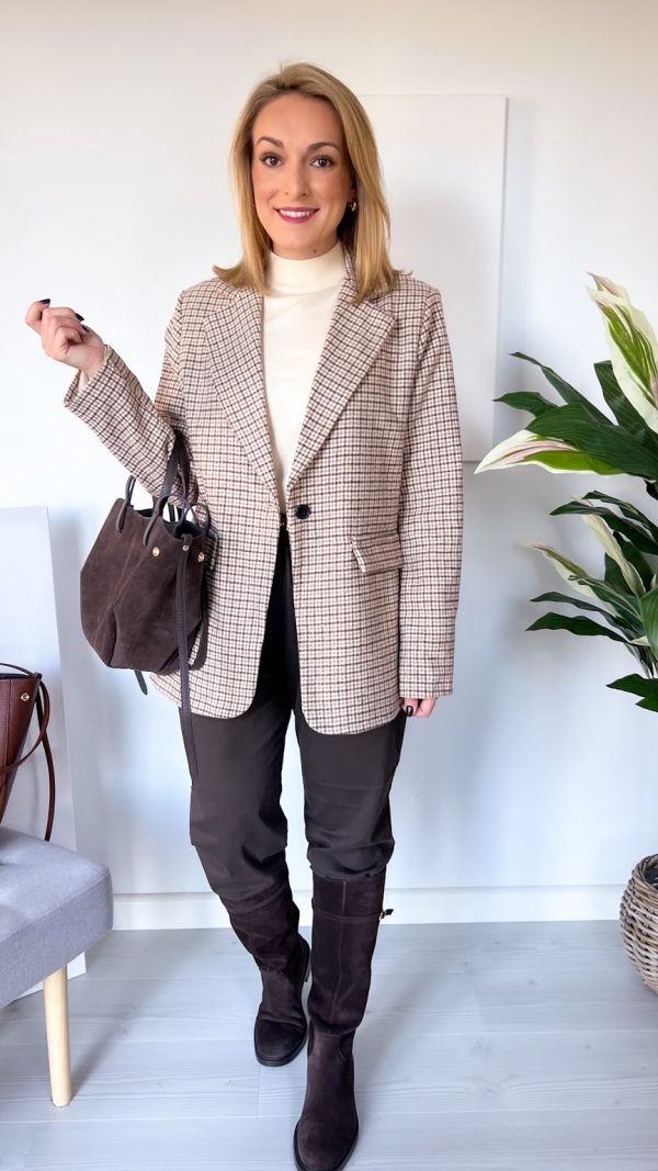 Marynarka w kratkę brąz