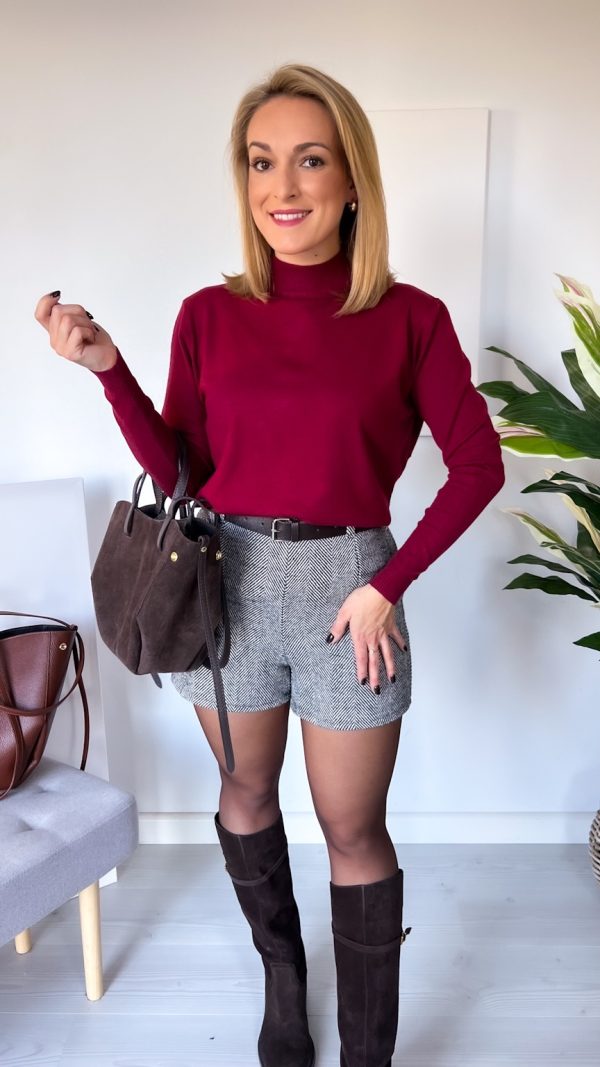 Półgolf z wiskozą podkład bordo