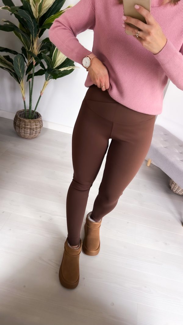 Legginsy czekolada z ociepleniem