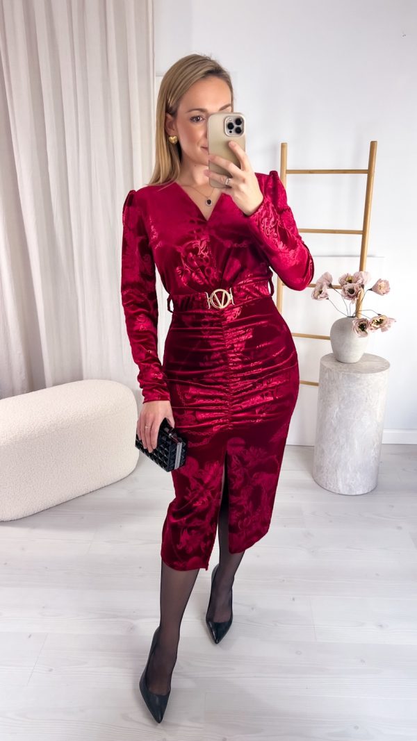 Sukienka Velvet Royal Bloom bordo