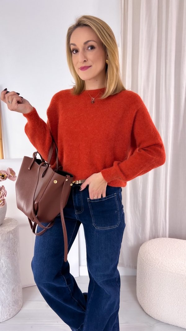 Sweterek JOY baby alpaka długi rękaw cegła