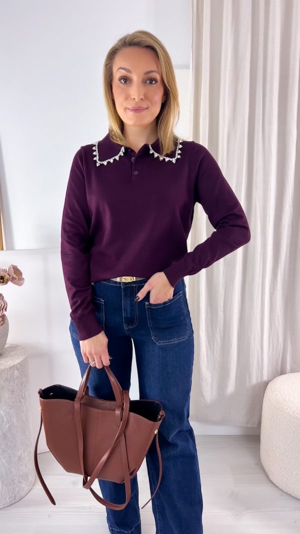 Sweterek CRYSTAL śliwka