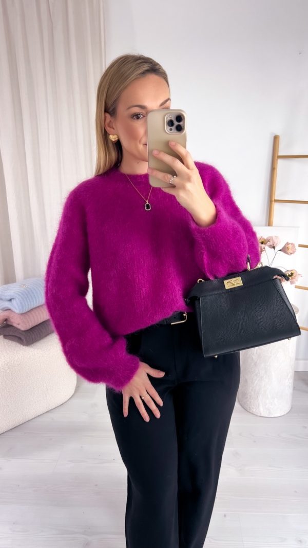 Sweter MARELLA 80% KID MOHER fuksja