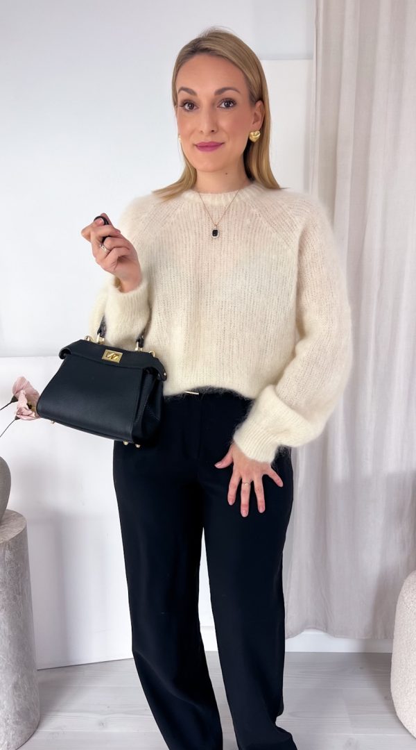 Sweter MARELLA 80% KID MOHER śmietanka