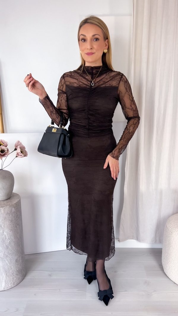 Komplet koronkowy czekolada