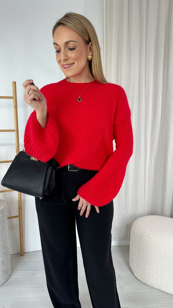 Sweterek GRACE z baby alpaką czerwony
