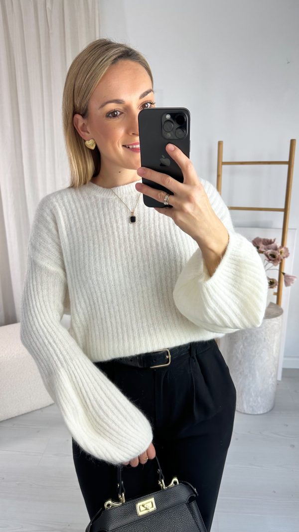 Sweterek GRACE z baby alpaką śmietanka