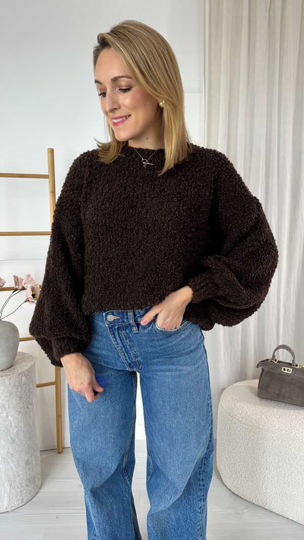 Sweter oversize TEDDY czekolada