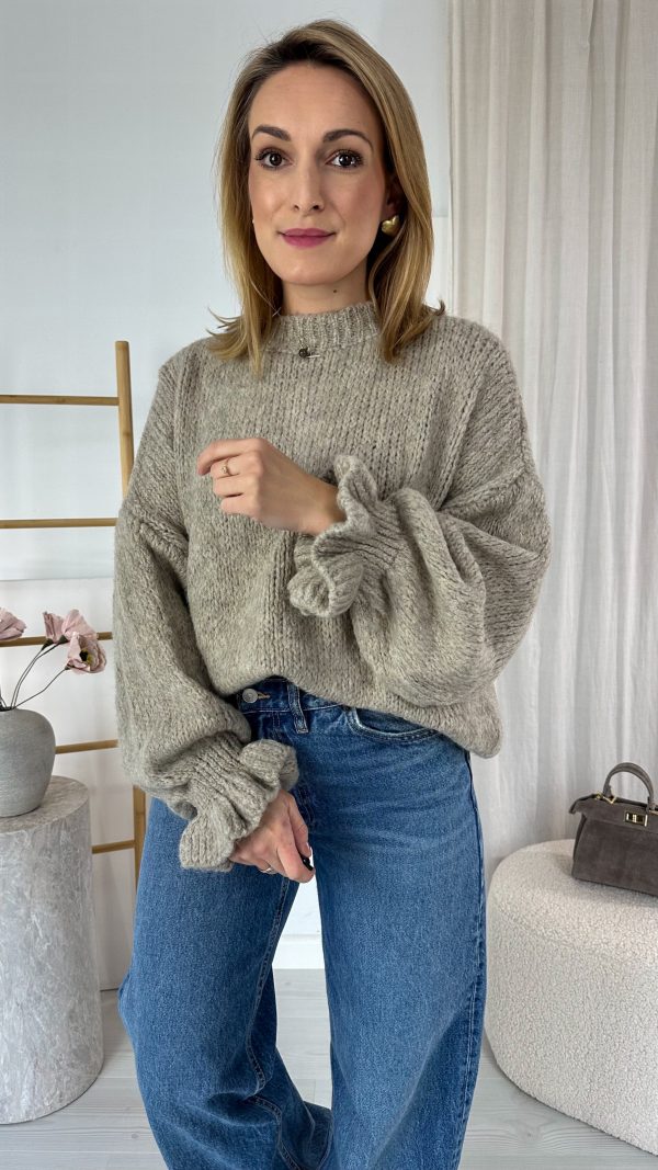 Sweter ZARAYA z falbanką fango