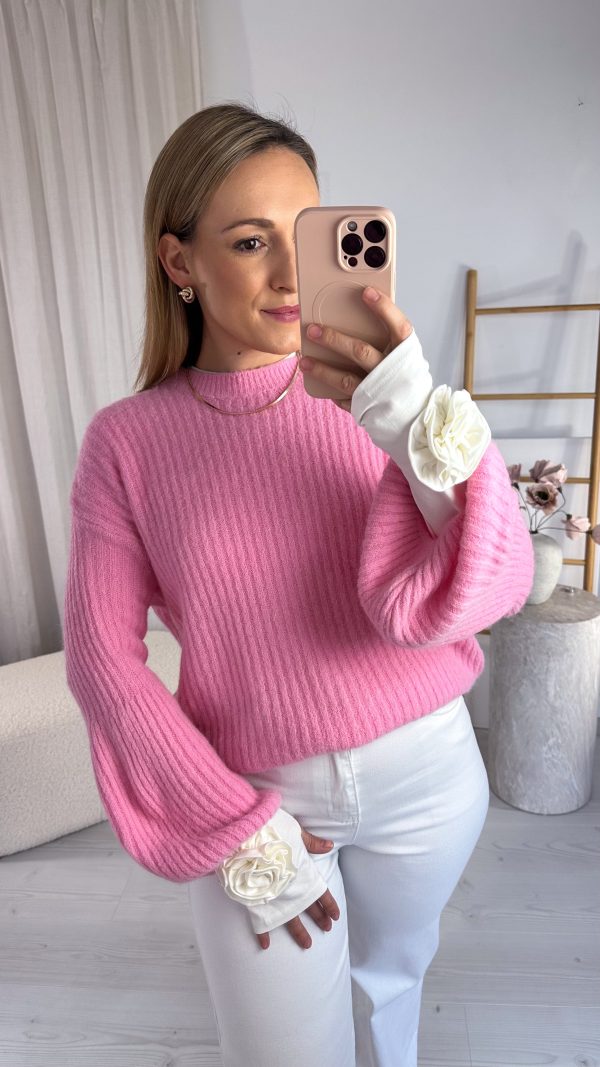 Sweterek GRACE z baby alpaką różowy