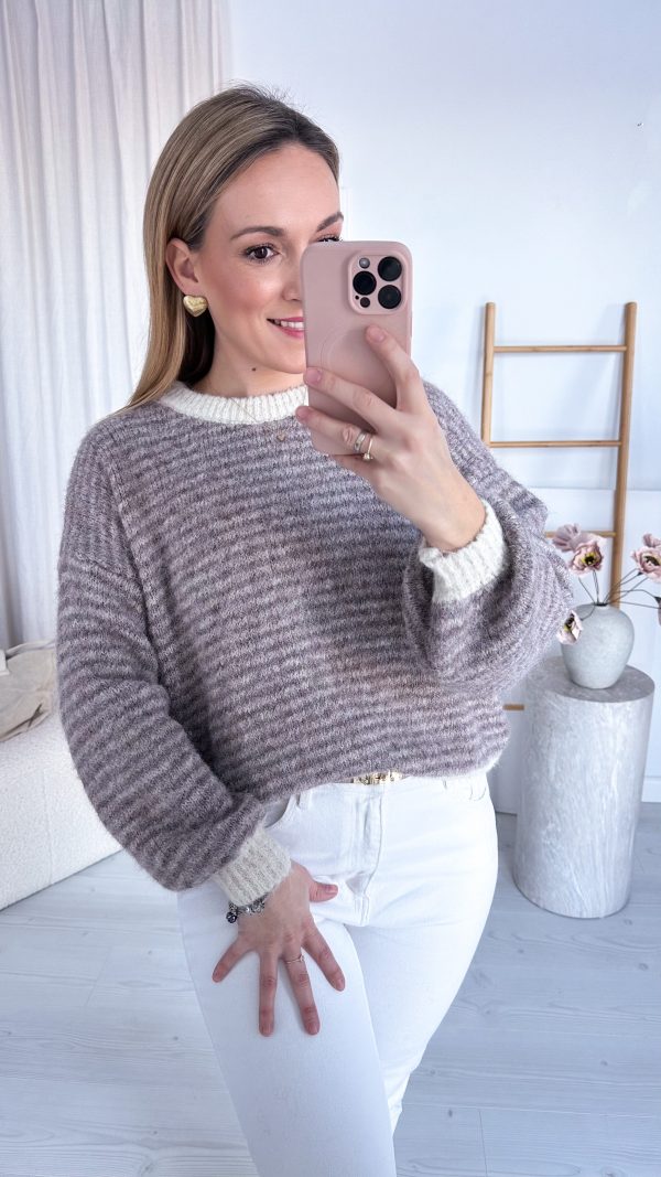 Sweter WEAVE fango- śmietanka