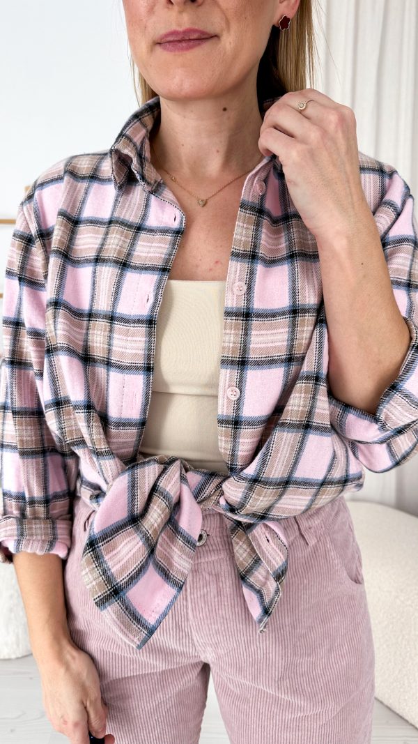 Koszula w kratę MEADOW różowa