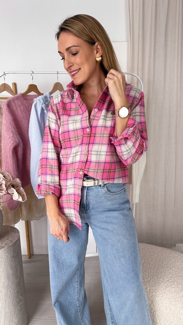 Koszula w kratę MEADOW różowa krata
