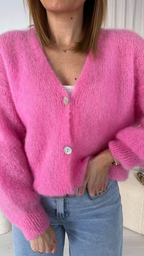 Kardigan kid moher różowy