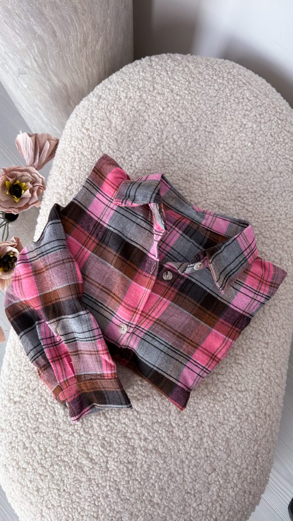 Koszula w kratę MEADOW koralowo - czekoladowa