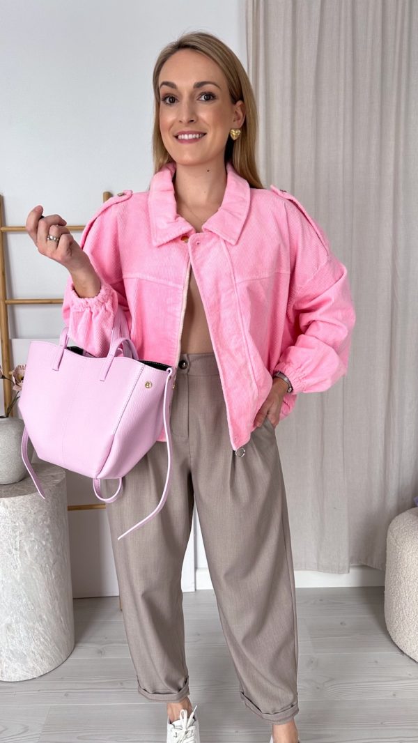 Kurtka sztruksowa różowa