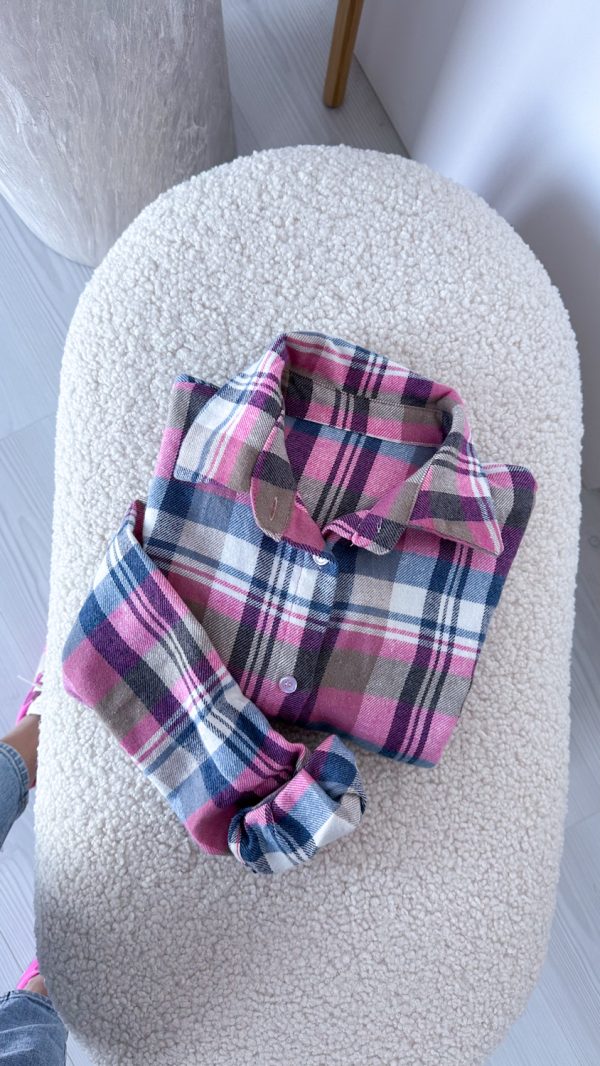 Koszula w kratę MEADOW niebiesko- różowa kratka