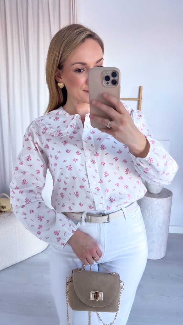 Koszula FRILL pastel biała