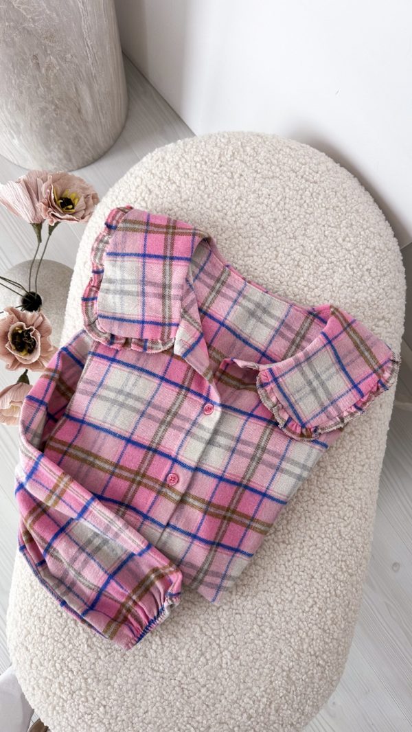 Koszula SWEET COLLAR różowo- beżowa kratka