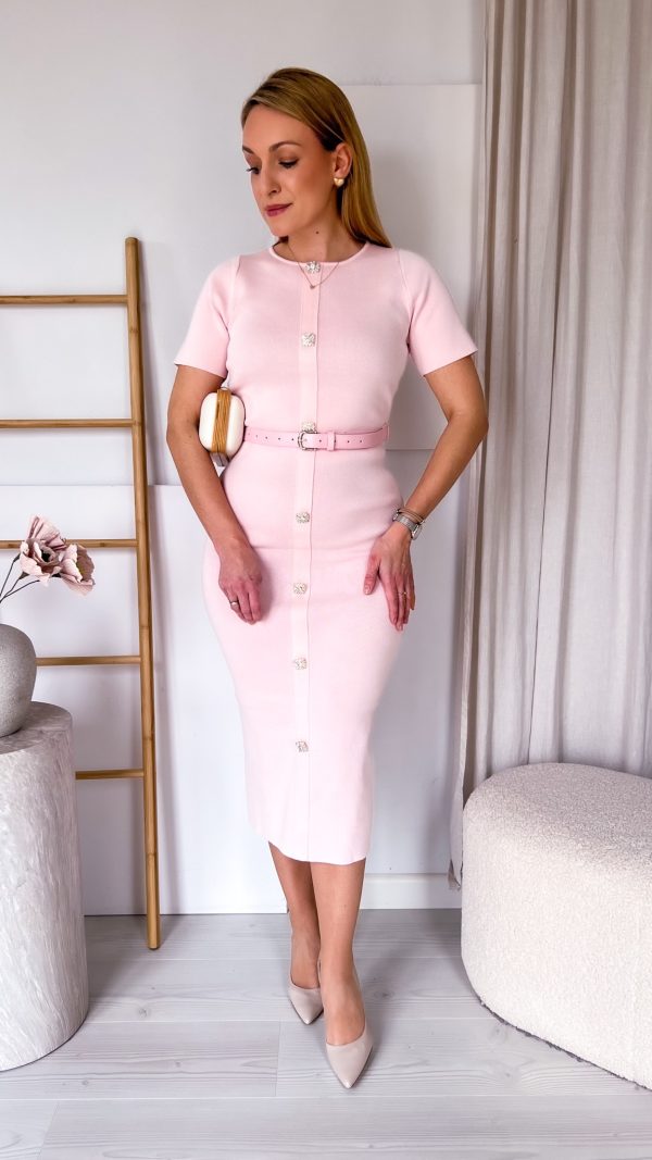 Sukienka midi tuba puder