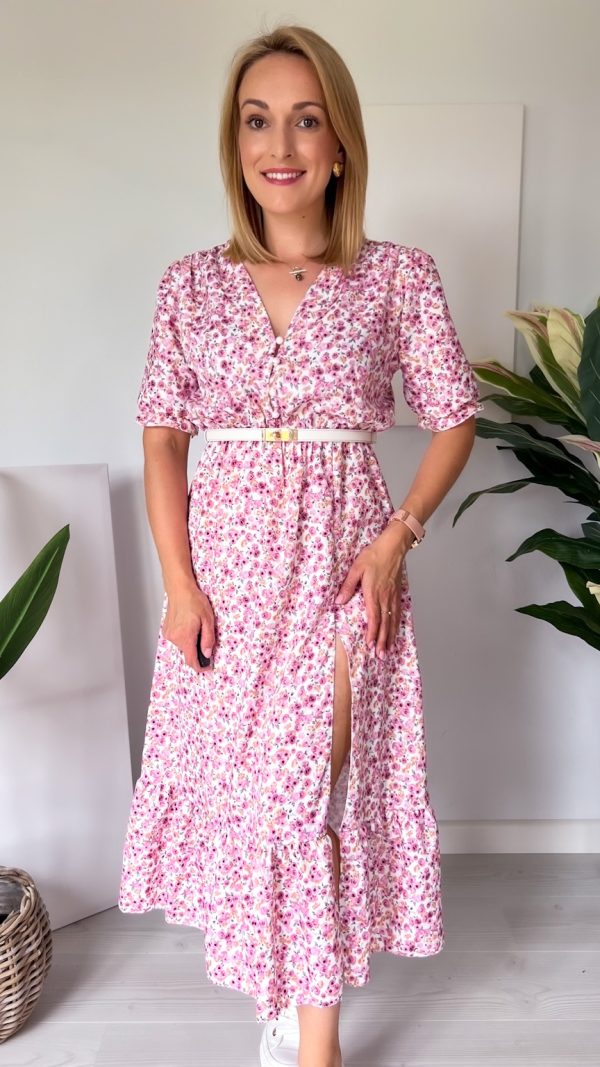 Sukienka Sonia pudrowa łączka