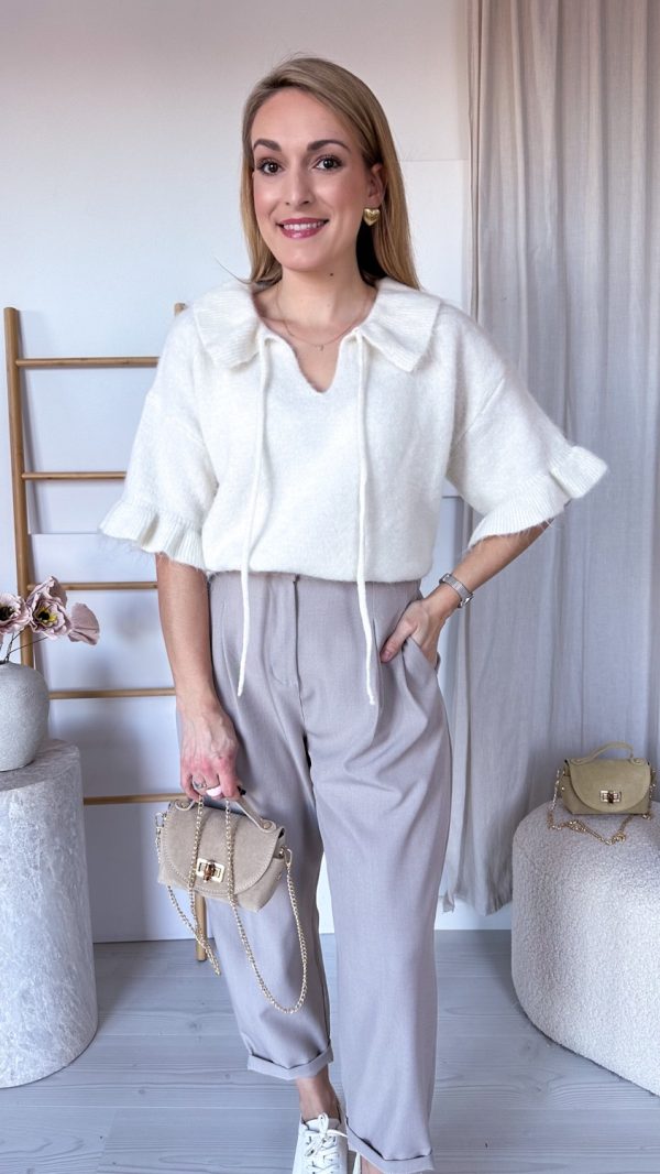 Sweterek Lovely Collar Sweater śmietanka