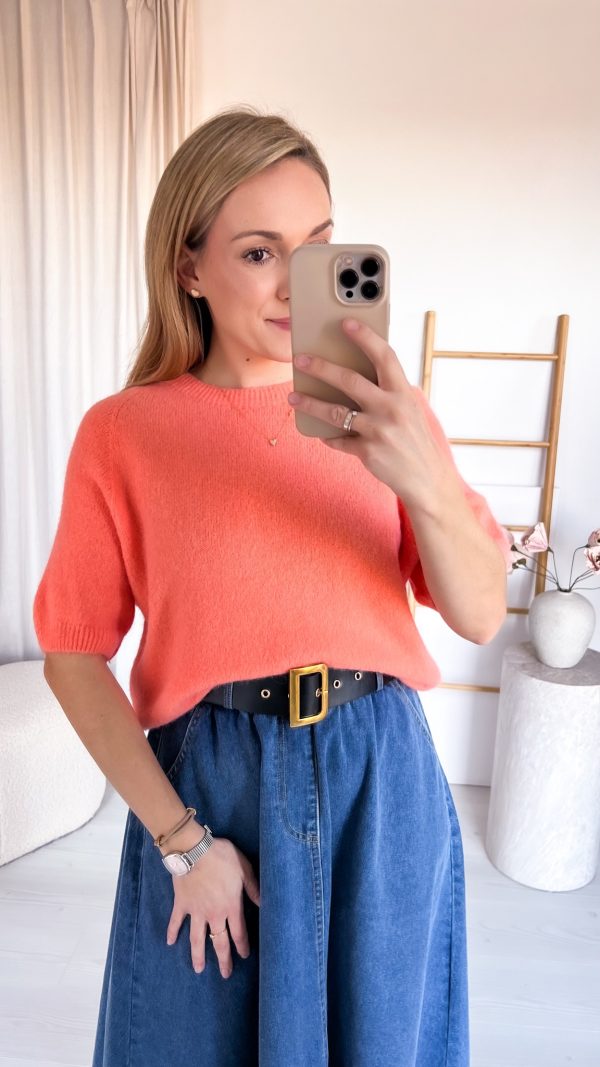 Sweterek JOY krótki rękaw pomarańczowy