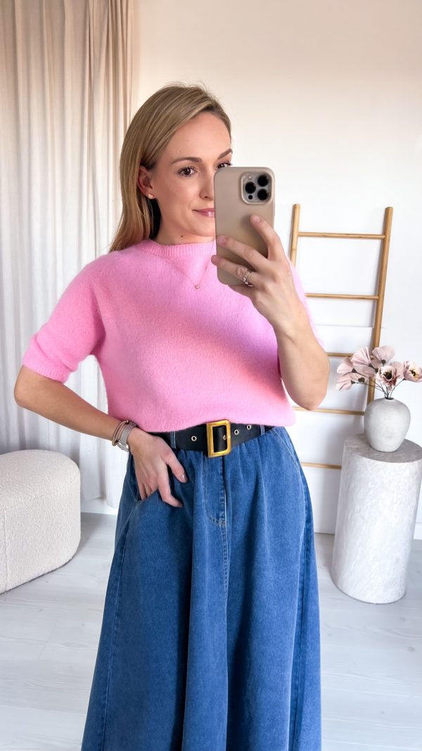 Sweterek JOY krótki rękaw różowy