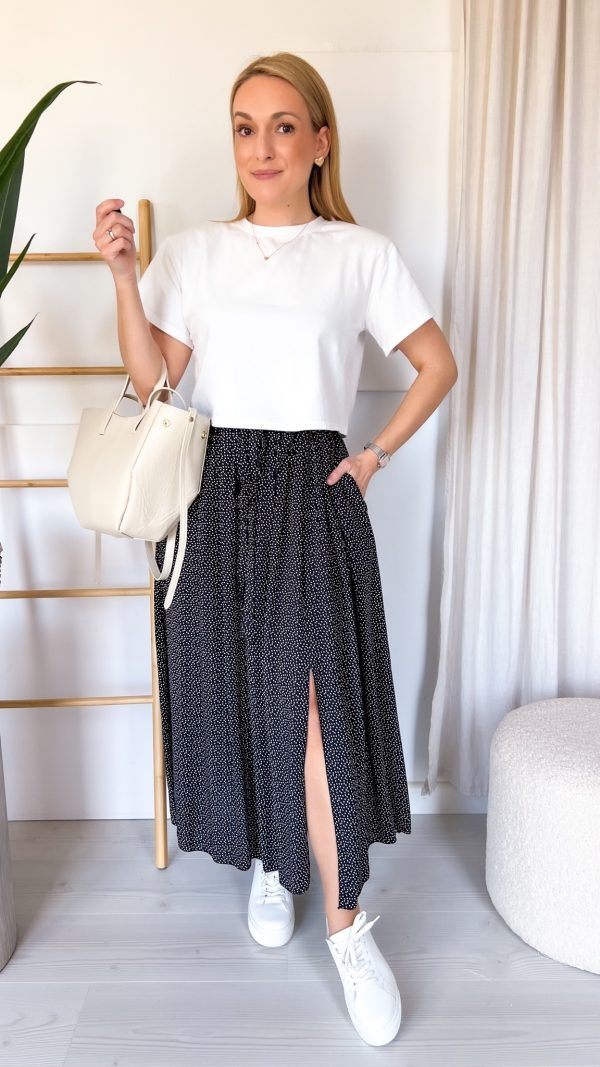 Spódnica LUNA czarna w groszki