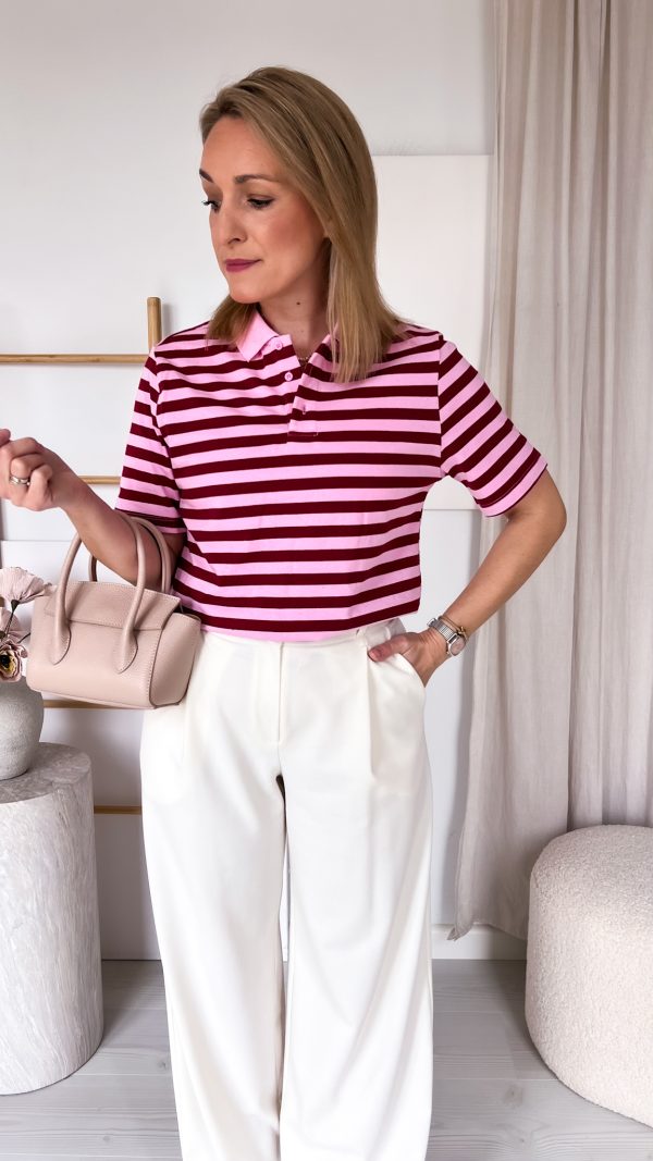 PRE ORDER T-shirt VERA POLO bordo-róż WYSYŁKI 20-23 KWIETNIA