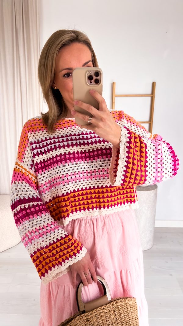 Bluzka ażurowa MUSE kolorowe pasy